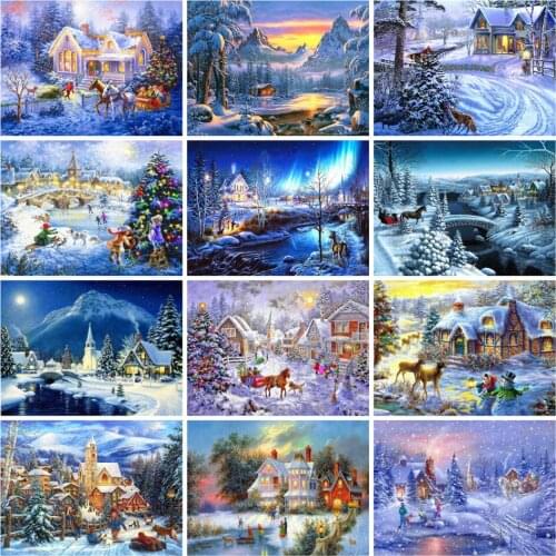 AZQSD Diamond Painting Full Square Winter Embroidery Scenery Picture Of Rhinestones Handmade Home Decor Gift Needlework
