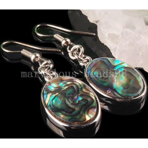 Free shipping Fashion Jewelry New Zealand Ablone Shell Oval Earrings Pair MC2252
