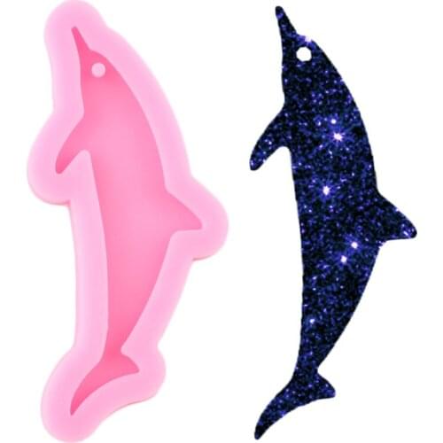 Shiny Dolphin Shape Silicone Mold Jewelry Making Epoxy Resin Craft Keychain Molds Handmade Polymer Clay Custom Necklace Mould