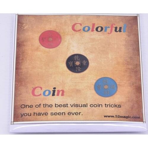 Colorful Coin Magic Tricks Close Up Magia One Coin to Three Color Change Appearing Magia Illusion Gimmick Props for Magicians