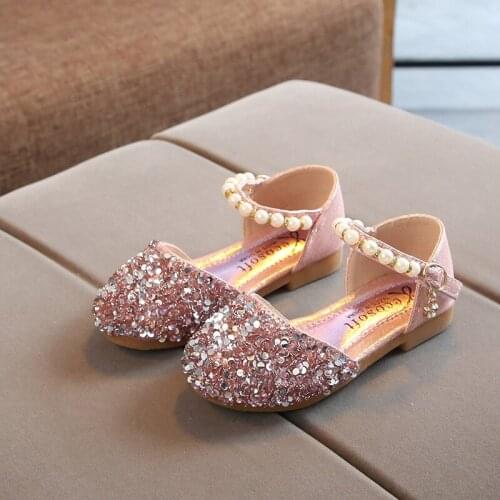 Kids Leather Shoes Girls Wedding Shoes Children Princess Sandals Sequins Girls Casual Dance Shoes Flat Sandals 1-11 Years Old