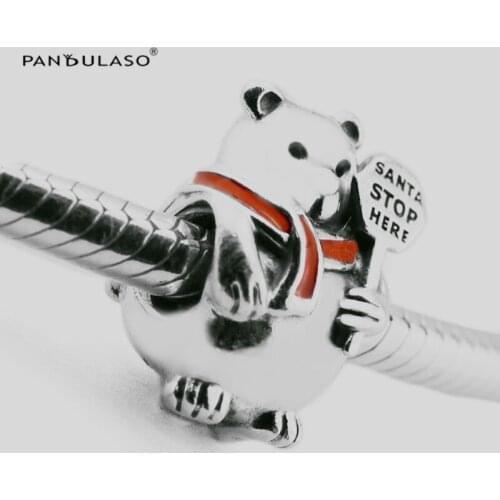 DIY Beads For Jewelry Making Christmas Polar Bear Charm Berry Red EWoman Beads For Original 925 Silver Bracelets Christmas Gift
