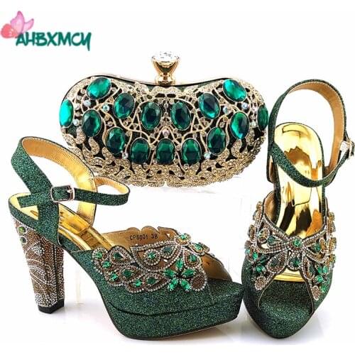 Teal Color Elegant Style Italian Women Shoes Mathing Evening Bag for Party African Ladies Shoes and Bag Set with Platform