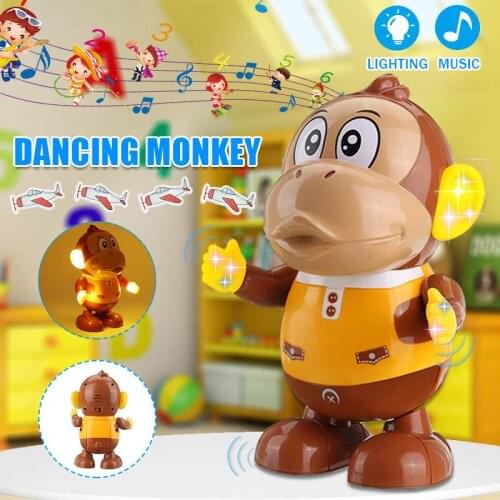 Electric Robot Monkey Toys Fun Dancing Street Dance Electric Musical Toy LED Light Music Dancing AnimalsToy for Children Gifts