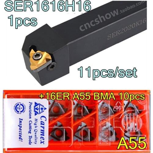 SER1616H16 1pcs + 16ER AG55 BMA 10pcs Carmex Carbide insert 11pcs/set Processing: stainless steel and steel