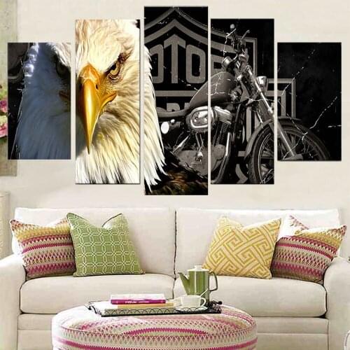 5 Pieces Wall Art Canvas Painting Animal Poster Motorcycle Modern Home Decoration Living Room Modular Pictures Framework
