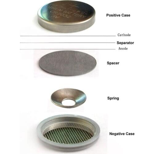 Coin cell components coin cell spring and spacer