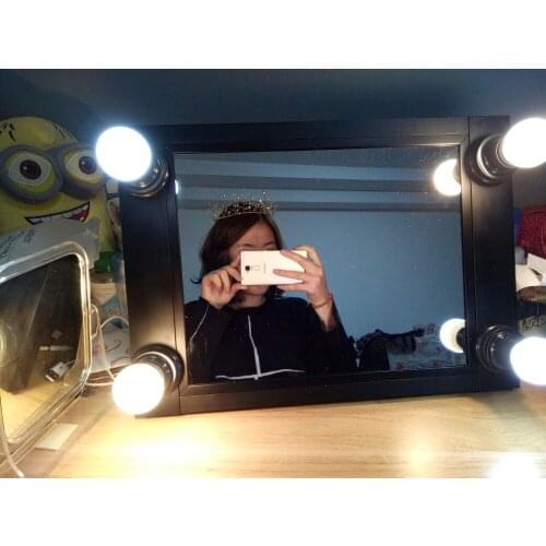 2016 New Type Cosmetic Mirror Bag with 4 lights Adjustable Beauty makeup Case Mirror Black 44x33cm size