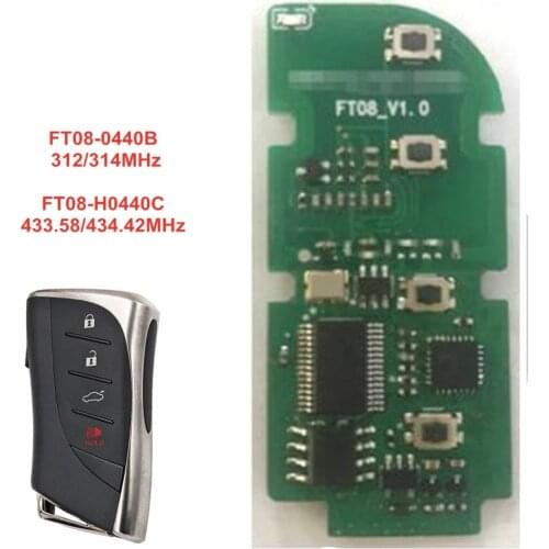 Lonsdor 312/314/433.58/434.42MHZ 4 Buttons Smart Remote Car Key for Lexus ES300h ES350 ES200 LS350 FT08-0440B/H0440C PCB Board