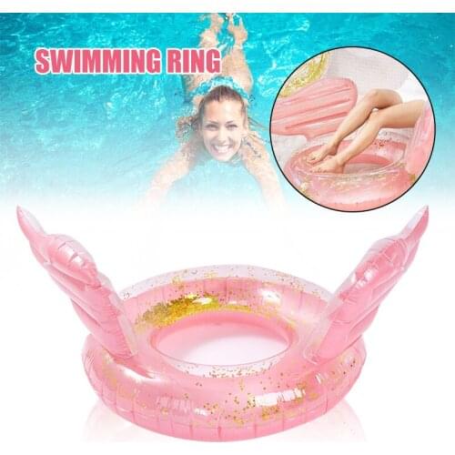 Cartoon Swimming Ring Inflatable Glittery Water Swimming Seat with Wings for Pool Summer 100cm Diameter B2Cshop