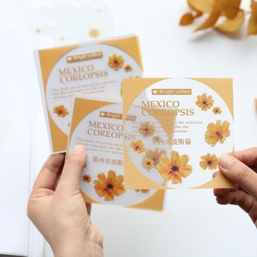 3 pcs Retro Daisy Flower English Poetry junkJournal Decorative PET Stickers Scrapbooking Stick Label Diary Stationery Album