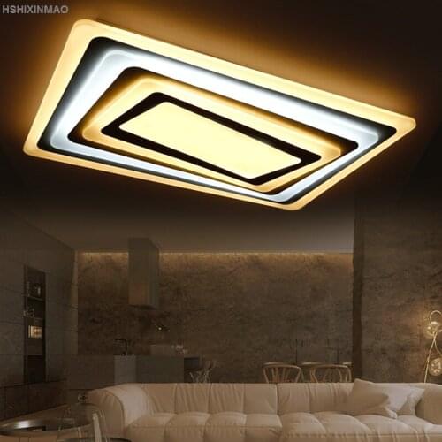 New ultra - thin rectangular living room ceiling lamp stepless dimming LED acrylic square bedroom study Ceiling lights 100-240V