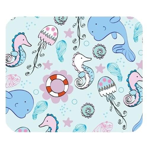 Personal Tailor Rubber Gaming Mouse Pad Ocean Underwater - Jellyfish Seahorse and Dolphin Print