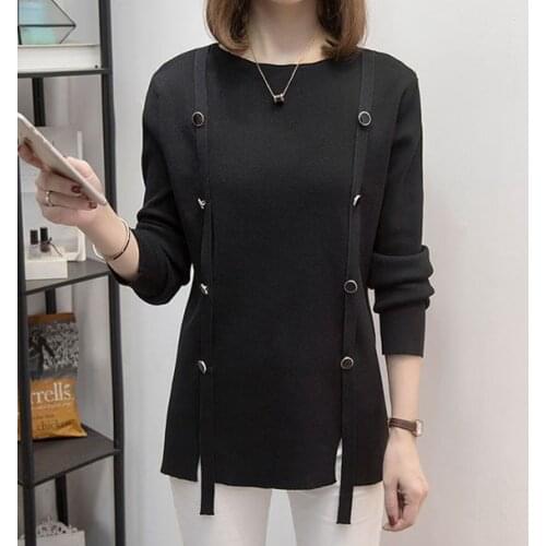 Knitted Black Oversized Plus Large Size Female Pullover Woman Blouses Winter WomenS Sweaters Clothing Latest 2020 Spring A6400