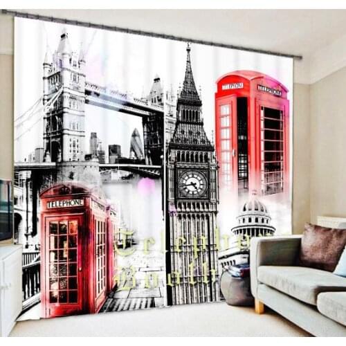 Luxury Big Ben 3D Blackout Curtains For Living room Bedding roomTapestry Wall Carpet Drapes Cotinas para sala