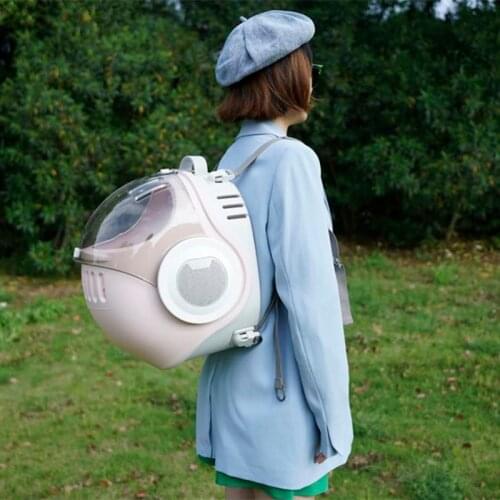 Double Shoulder Pet Backpack Breathable Cat Bag Cat Nest Out Portable Cat Capsule Space Capsule