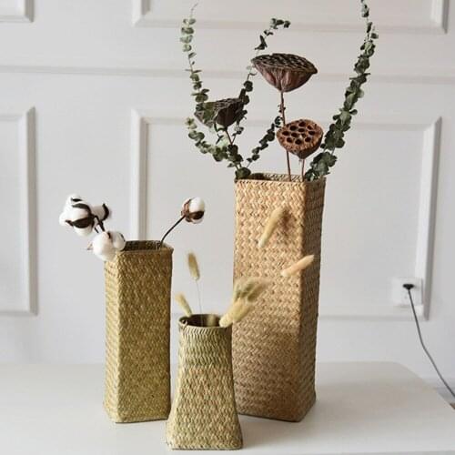 Garden Flower Pot Props Rattan Basket Vase Bamboo Baskets Mini Handbag Decorative Straw Woven Portable Suitable