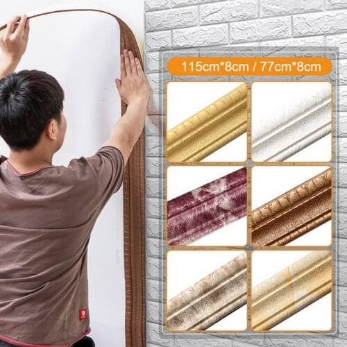 3D Wall Trim Line Self-adhesive Baseboard Wall Edge Strip Sticker Wall Trim Line Skirting Border Waterproof Home Decoration
