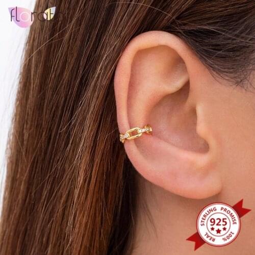 1PC 925 Sterling Silver Ear Cuff For Women Charming Zircon Clip On Earrings Ear Clips Earrings No Piercing Fashion Jewelry