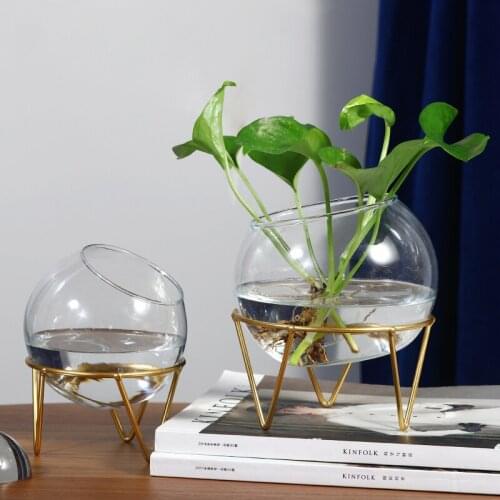 Nordic Home Decoration Glass Vase Terrarium Candlestick Living Room Decoration Flower Vases Transparent Hydroponic Cander Hoder