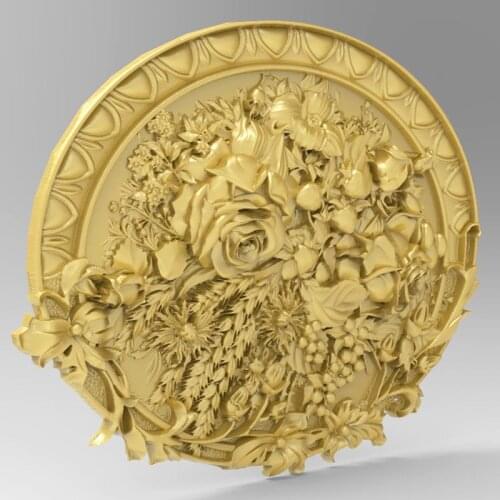Stl model flower round panel 3d model relief for cnc machine in STL file format _decor relief