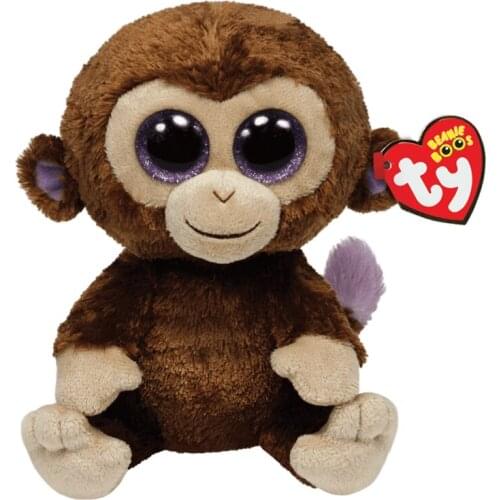 Ty Cute Animal Doll Brown Monkey Soft Toy Purple Eyes Birthday Christmas Gift For Children Bedside Decoration 15CM