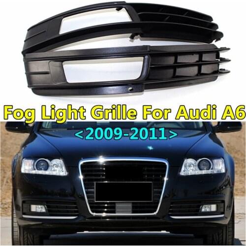 WL 2pcs Front Bumper Racing Grills Fog Light Grille For Audi A6 C6 2009 2010 2011 Replacement Foglamp Frame Oem 4F0807681N/682N