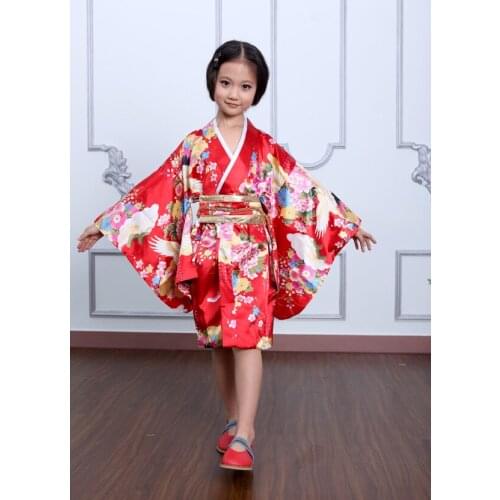 Japanese Baby Kimono Dress Children Flower Girl Dress Asia World Apparel Dance Performance Kimono Dress for Photography Girls