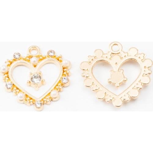 YEPENGFEI 20 PCS Love crystal Charms Alloy jewelry Pendants for Jewelry Making DIY Handmade Craft Accessories js2159