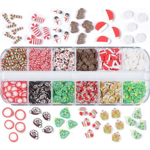 1 Box Christmas Snowman Cookies Decorations Slices For Nail Design Gingerbread Man Snowflakes Mixed Xmas 3D Nail Sticker Decals