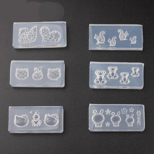 1pcs UV Resin Jewelry Liquid Silicone Mold Animal Rabbit Bear Heart Resin Mold For DIY Jewelry Nail Art Mold