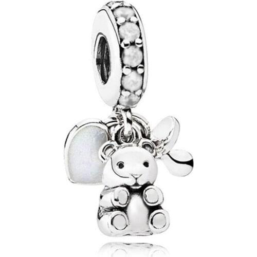 1Pcs New Cute Pacifier Bear Pendant DIY Beads Suitable for Original Pandora Charm Bracelet Ladies Jewelry Making Gifts