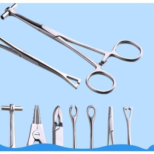 1 Piece Stainless Steel Lip Ear Nose Navel Tongue Septum Clamp Plier Tool for Body Piercing Rings Opening Plier