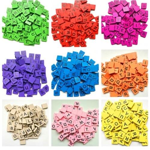 100pcs/set DIY Wooden Game English Letter Puzzle Board Game Interactive Intelligence Education