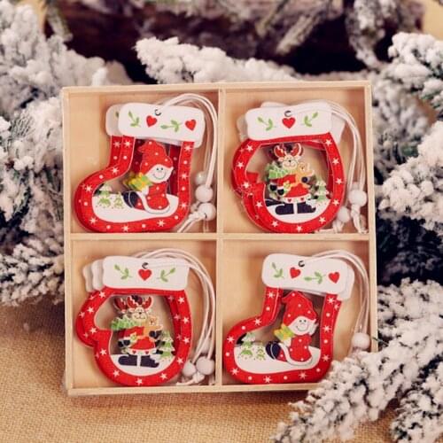 12pcs Christmas Ornaments For Home Snowflakes Christmas Tree Hanging Wooden Pendants New Year Xmas Decor Wood Crafts Natal Gifts