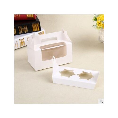 2018 New Solid Rectangle White Macaron Boxes Window Macaron Box 15.4*15.4*11cm Cupcake Biscuit Packaging Containers Party Supply