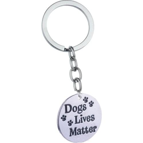 36PC Dogs Lives Matter Dog Pet Paw Prints Keyrings Round Pendant Keychains Love Animals Rescued Charm Jewelry Gifts Key Chains