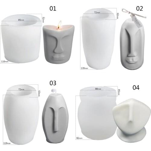 3D Abstract Face Candle Mold Silicone Soap Making Mould Fondant Candy Cake Chocolate Decorating DIY Baking Tools