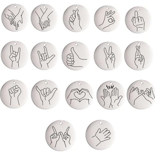 5pcs/lot Hand Gesture Charms DIY Accessories for Necklace Bracelet Jewelry Making Stainless Steel Pendants High Five Pinky Swear