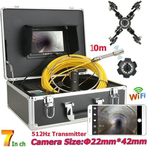 7" WiFi Wireless DVR Pipe Sewer Drain Inspection System With 512hz Transmitter Built-in pipe inspection Camera