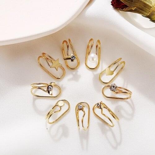 9PCS Creative Ear Cuff Retro Simple Ear Clip Non Piercing Earrings Personality Fake Cartilage Earring Earring Jewelry For Women