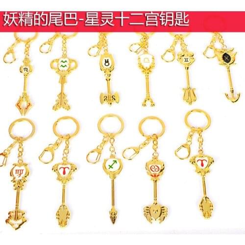 Fairy Tail Lucy Heartphilia 12 Spirit Pendant Keychain the signs of the zodiac zinc alloy Keyring key chain cosplay gift