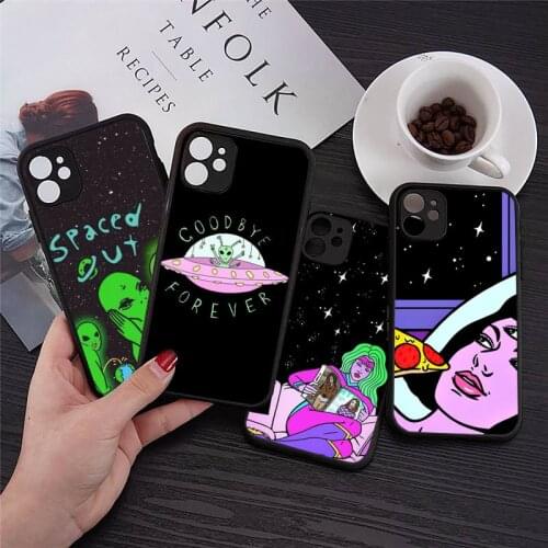 Alien cartoon eyes girl Phone Case For iphone 12 11 8 7 plus mini x xs xr pro max matte transparent cover