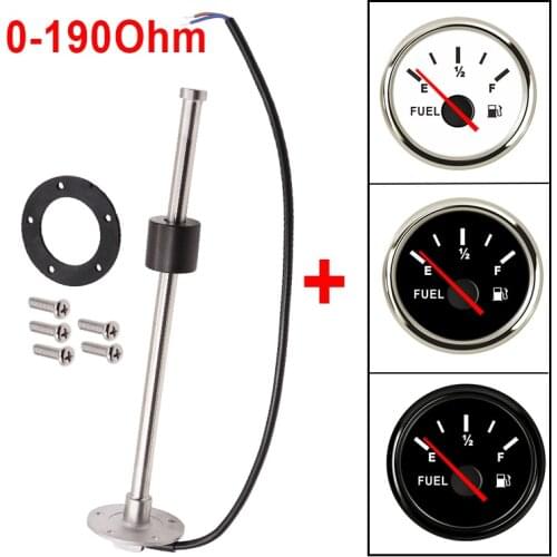 0-190 Ohm Fuel Level Guage Meter 400mm 450mm 500mm 550mm Fuel Level Sensor 52MM Fuel gauge For Marine Boat Car Truck