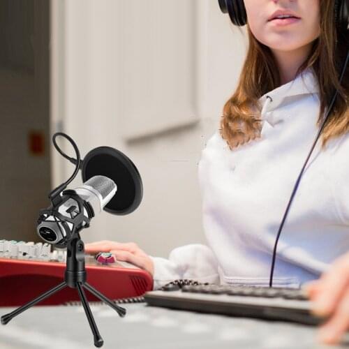 Microphone Filter Holder Stick Desktop Tripod Stand Clip Ajustable Anti-Spray Net ABS + Metal Pop Portable Mic Mikrafon Studio