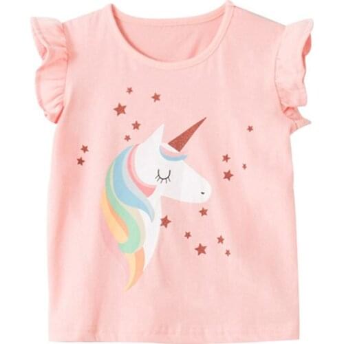 27Kids Girls T-shirt Baby Cotton Summer Clothing Unicorn Stars Toddler Fashion Cute Children Soft treatment Breathable Clothes
