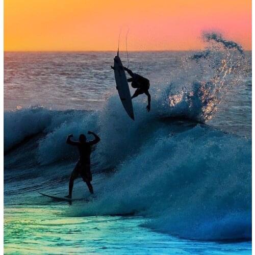 Home Decor Surfer Big Wave B&W Water-Silk Art Poster Wall Sticker Decoration Gift