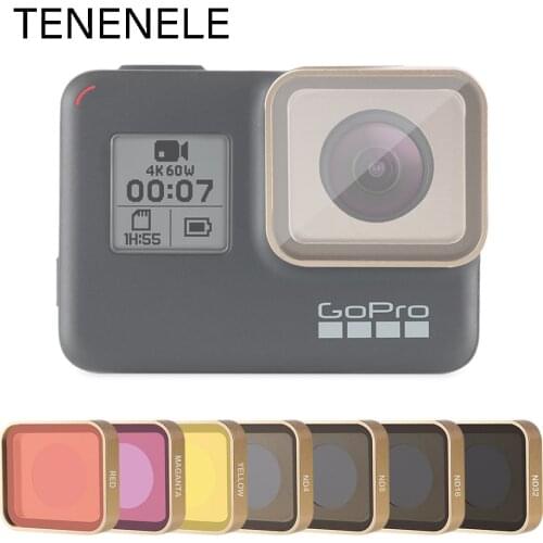 TENENELE Hero7 Sport Camera Filter UV/CPL/ND 4 8 16 32 Neutral Density Filters For GoPro Hero 5 6 7 Black Lens Accessory Golden