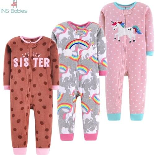 Newborn Baby Boy Fleece Clothes 9-24m Autumn Newborn Rompers Winter Kids Pajamas Cartoon Clothing For Girls Long Sleeve Outfits