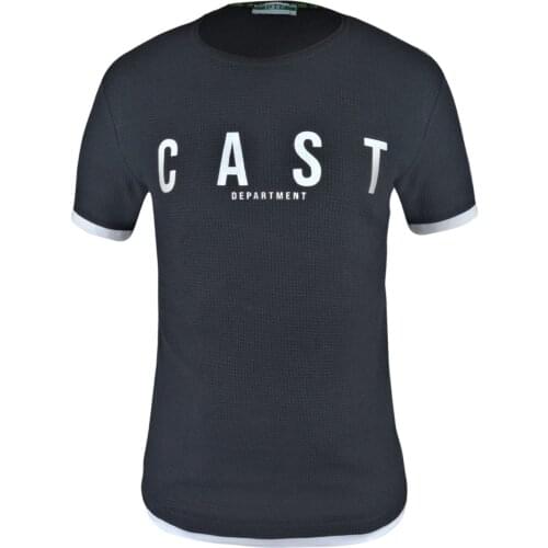 Kulemoda Cast Printed Waffle Patterned Black Color Lycra Mens Tshirt